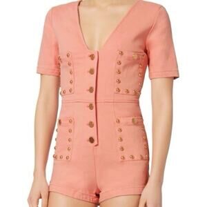 Alice McCall Salmon All Day All Night Studded Denim Playsuit Romper Size 10